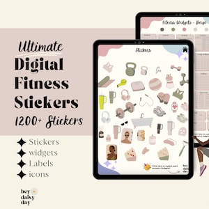 Digital Fitness Stickers | 1200+ Goodnotes Stickers | Fitness Digital Stickers | Workout Goodnotes Stickers | Pre-Cropped Goodnotes Digital