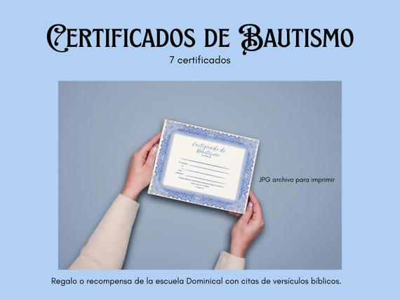 Certificados de Bautismo Baptism Certificates in Spanish (digital download descarga digital)