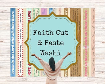 Faith Cut and Paste Washi Tape, Digital Printable Instant Download, Digital Washi Tape, Paper Washi Tape, Paper Washi,