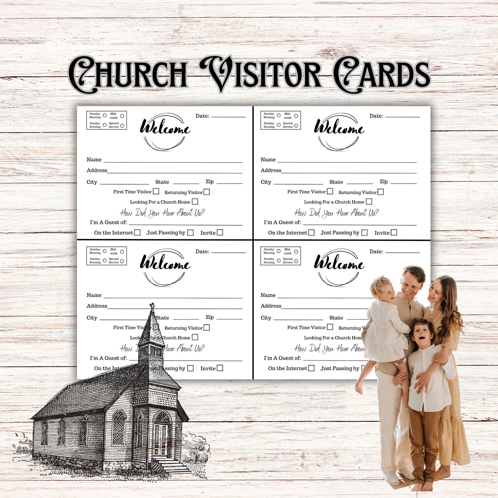 Church Visitors Card, Printable Visitors Card, Visitors Card, Church Visitors Card, Printable Visitors Card, Visitors Card,