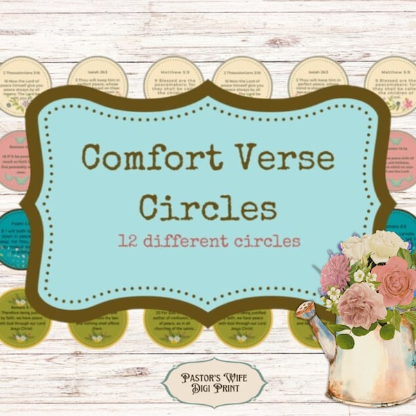 2 inch Circles, Comfort Verse Circles, Verse Circles, Pastel Circles, Faith Circles, Bible Circles, Instant Download, Digital Circle Punch