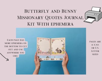 Diario de mariposas y conejos con citas misioneras y efímeras descargables digitales
