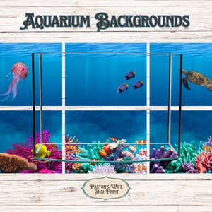 Fondos de acuario, Escenas oceánicas, Fondos digitales de acuario, Fondos de agua azul, Fondos digitales de pecera,