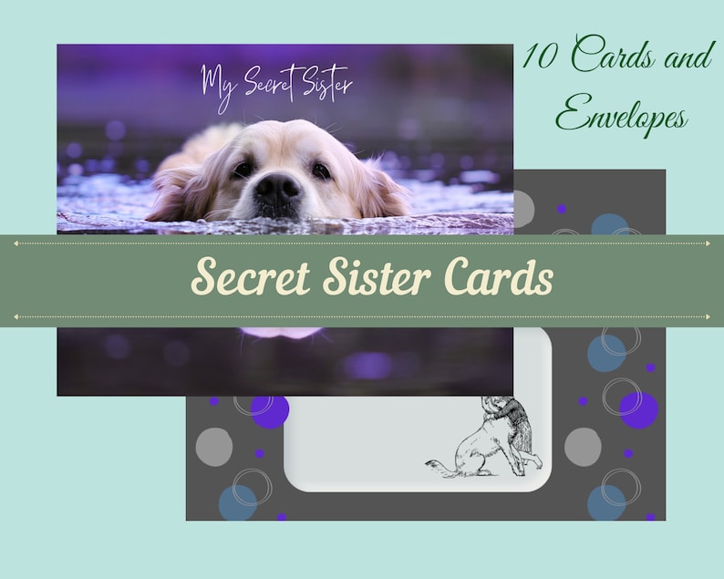 Secret Sister Cards, Secret Sister, Digital Secret Sister Cards, Instant Download, Greeting ...