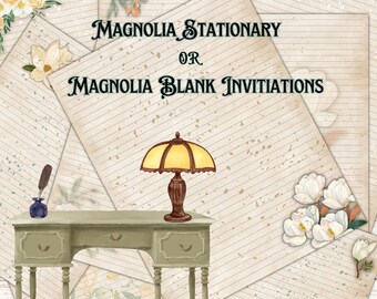 Papelería con líneas Magnolia: Invitaciones de boda en blanco (Descarga digital)