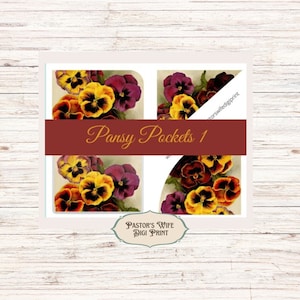 Pansy Pockets, Digital Journal Pockets, Junk Journals, Art Journals, Vintage Journals, Pansy Tuck Spots, Instant Download
