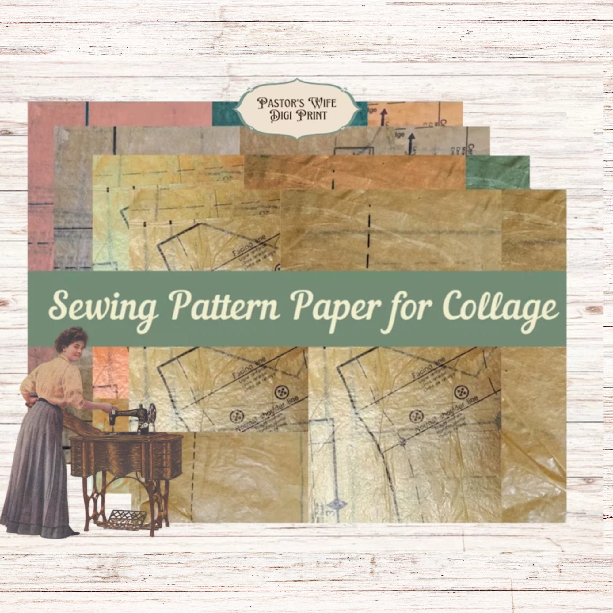 Vintage Sewing Pattern Tissue Paper, Retro Tan Beige Pieces Sheets of  Printed Patterns to Use in Decoupage Scrapbooking Gift Wrap Papercraft 