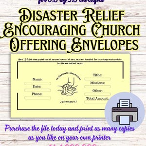 Disaster Relief Encouraging Church Offering Envelopes, Offering Envelopes, Church Envelopes, Digital Envelopes