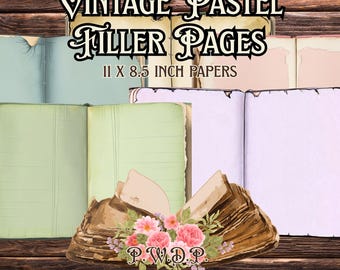 Papel vintage pastel para diario basura: Efímera rosa (descarga digital)