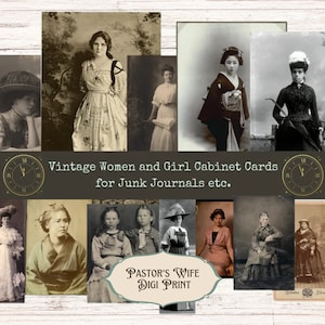 Vintage Women & Girls Cabinet Cards: Ephemera Photos (Digital Download)