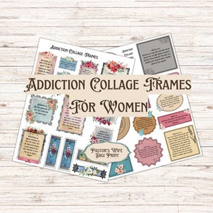 Addiction Collage Frames, Addiction Collage Frames for Women, Ladies Addiction Collage Frames, Addiction Resources, Digital Product