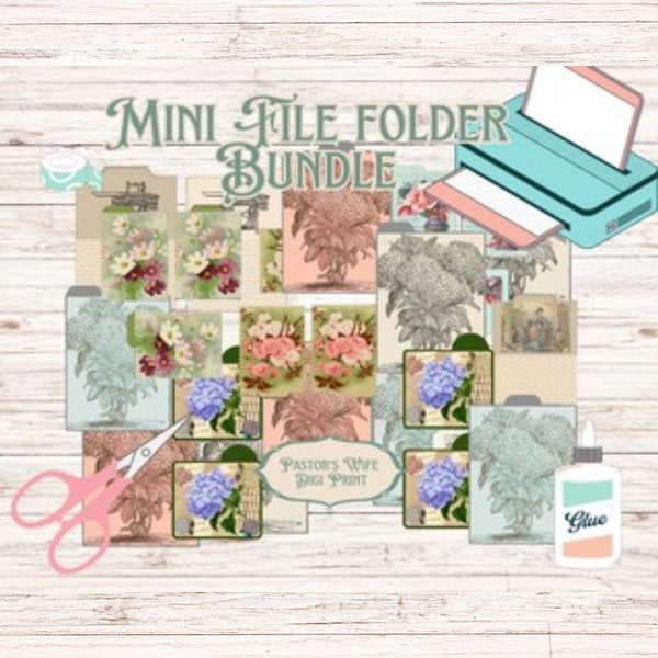 Mini File Folder Bundle, Mini File Folders, Digital Mini file Folders, Mini File Folders for Junk Journals, Junk Journal Supplies