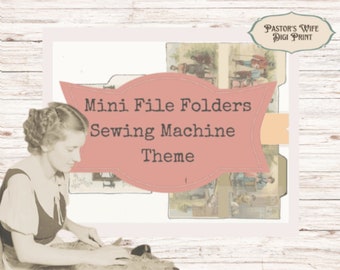 Mini carpetas de archivo de máquina de coser: recuerdos vintage (impresión digital)