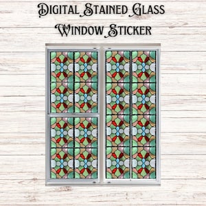 Church Stained Glass Printable, Stained Glass Window Sticker, Digital Stained Glass, Window Treatment, Window Sticker/Cling