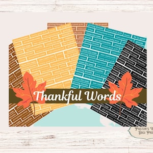Scripture Digital Thankful Words Stickers or Cut Outs