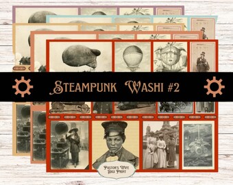 Tiras washi vintage steampunk: efímeras imprimibles (descarga digital)