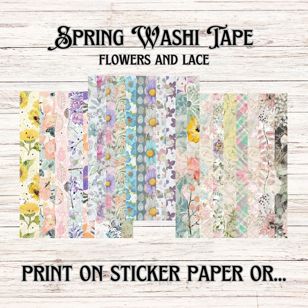 Spring Floral Washi Tape: Printable Lace & Flowers (digital Download ...