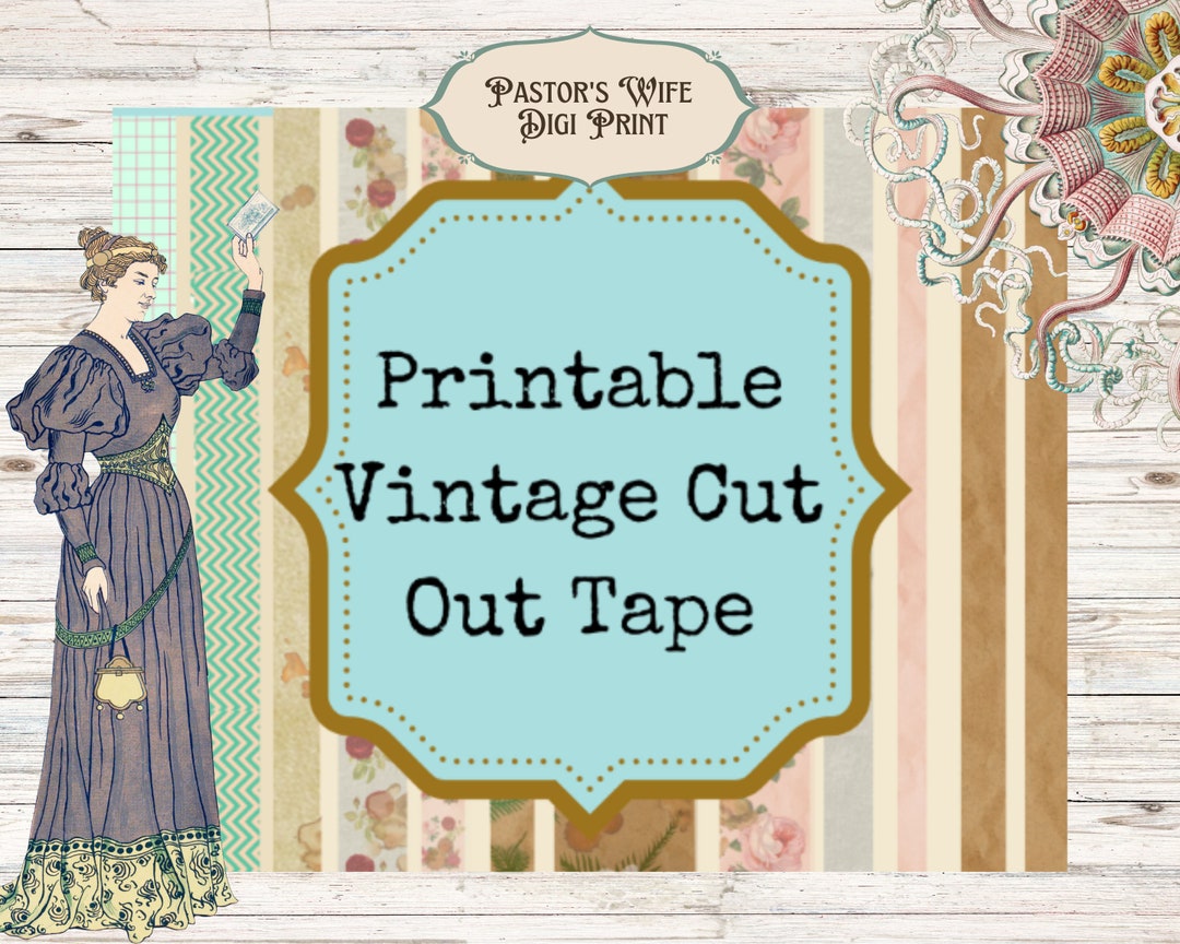 Printable Vintage Tape and Washi, Digital Instant Download, Vintage ...
