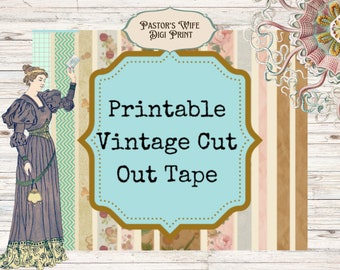 Printable Vintage Tape and Washi, Digital Instant Download, Vintage Washi, Vintage Tape, Digital Washi, Digital Tape,