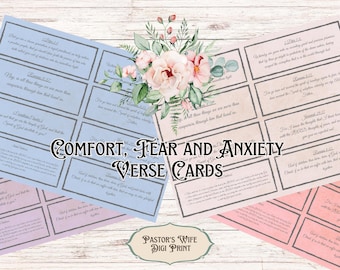 Verse Journaling Cards, Bible Journal, Prayer Journal,  Comfort Verse,  Fear and Anxiety, Junk Journal, Instant Download
