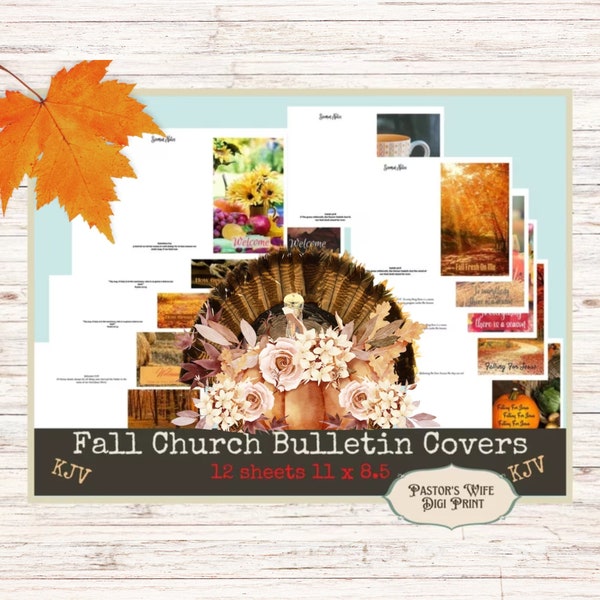 Fall Church Bulletin Covers Digital Instant Download Harvest Thanksgiving, Church Bulletins, Digital Church Bulletins