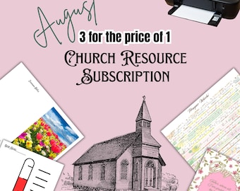 Cupón de suscripción de agosto para recursos de la iglesia para cualquier artículo de la sección de recursos de la iglesia. Material imprimible canjeado.