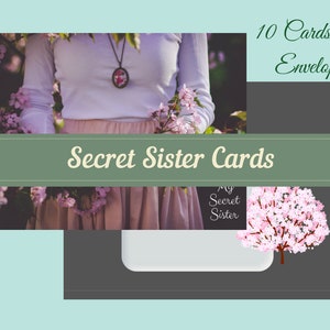 Secret Sister Cards, Secret Sister, Digital Secret Sister Cards, Instant Download, Greeting ...