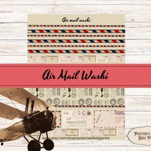 Luftpost Washi, druckbare Luftpost, Washi Tape, Mail Washi, digitale Washi Tape, sofortdownload