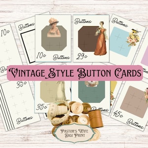 Button Cards, Digital Vintage Inspired Button Cards, Printable Vintage Button Cards, Digital Button Cards,  Vintage Inspired Button Cards,