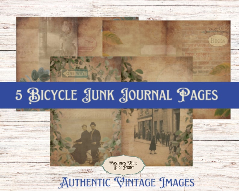 Bike Riding Journal Bicycle Journal Pages, Junk Journal Pages, Bike Themed Junk Journal ...