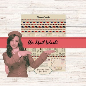 Papier Washi, Air Mail Washi, druckbare Luftpost, Washi Tape, Mail Washi, digitale Washi Tape, Sofort Download