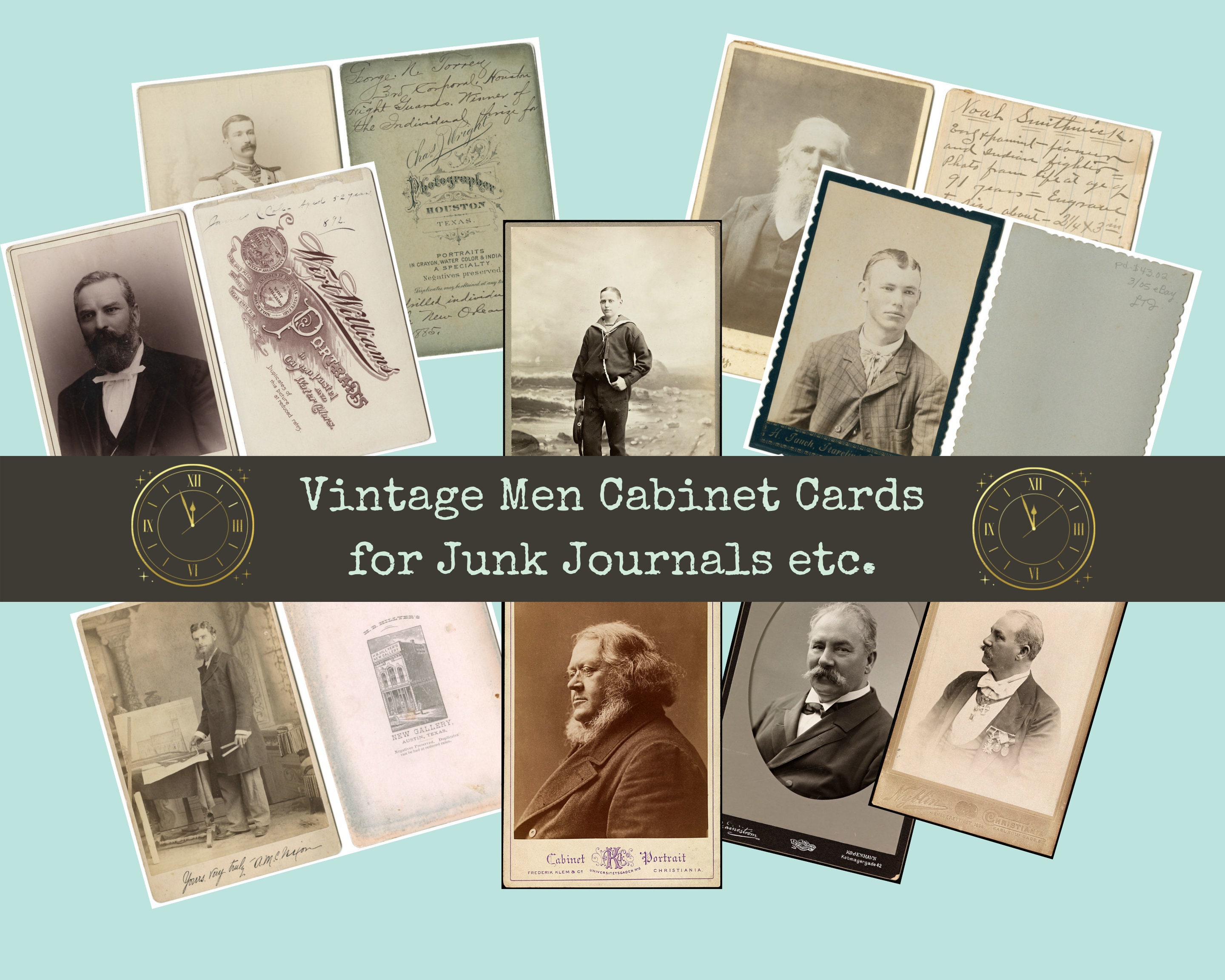 Vintage Men&#39;s Cabinet Cards Digital Instant Download for sale  