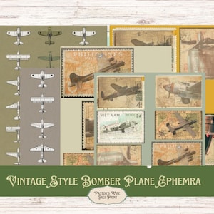 Vintage Style Bomber Plane Ephemera, Plane Ephemera, Vintage Plane Ephemera, Plane Journal Ephemera, Plane Memorabilia, Air Planes