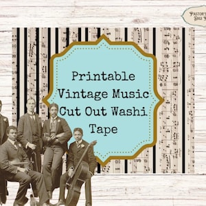 Vintage Music, Washi Tape, Digital Washi, Printable Washi, Instant Download, Vintage Washi, Music Washi, Music Tape