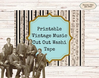 Vintage Music, Washi Tape, Digital Washi, Printable Washi, Instant Download, Vintage Washi, Music Washi, Music Tape