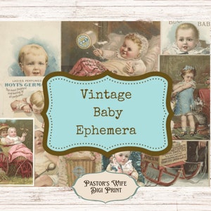 Coisas efêmeras de bebês vintage, coisas efêmeras de bebês, bebês vintage, clipart de bebês, download instantâneo para impressão digital