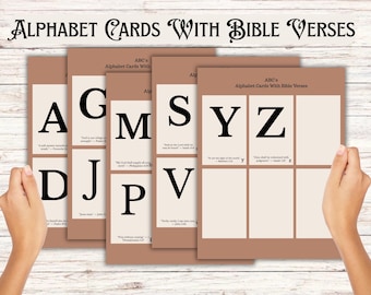 Alphabet Cards with Bible Verse from KJV (digital download) Vintage Style Ephemera
