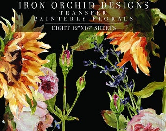 Painterly Florals Decor Transfer Pad (eight 12"x16" sheets) by IOD - Iron Orchid Designs