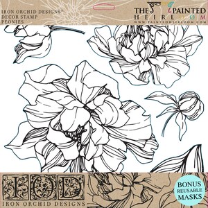 Peonies Decor Stamp by Iron Orchid Designs