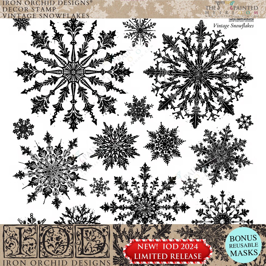 Vintage Snowflakes Stamp (2024 Limited Release) by IOD - Iron Orchid ...
