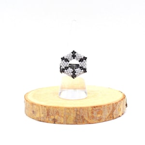 Peyote Ring "Ash" aus japanischen Glasperlen | Handmade Beaded Statement Ring | Miyuki Seed Bead Ring | Boho Schmuck | Ringgröße 56 (US 7,5)