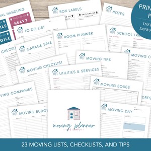 Moving Planner PDF, Printable Moving Organizer, Moving Checklist, Box Labels, Moving Budget