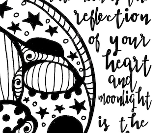 Twinkle Moon Quote Zentangle Coloring -PDF DOWNLOAD