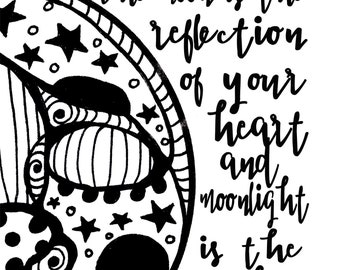 Twinkle Moon Quote Zentangle Coloring -PDF DOWNLOAD