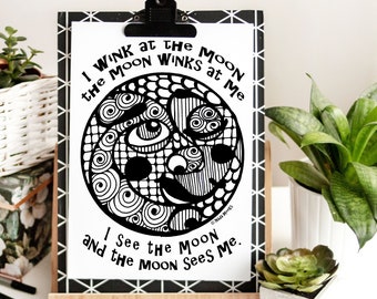 PDF DOWNLOAD | Zentangle Adult Coloring Page or Mandala Coloring for Stress Relief Gift | Wink At The Moon