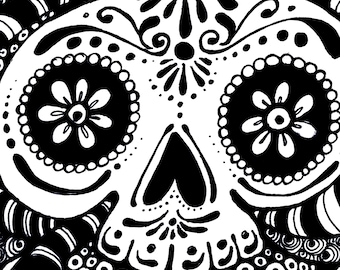 Zentangle PDF Coloring Page-"Sugar Skull"