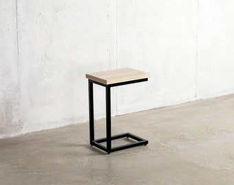 Modern Steel Hardwood Side Table