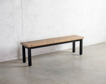Transitional Steel Reclaimed Bench
