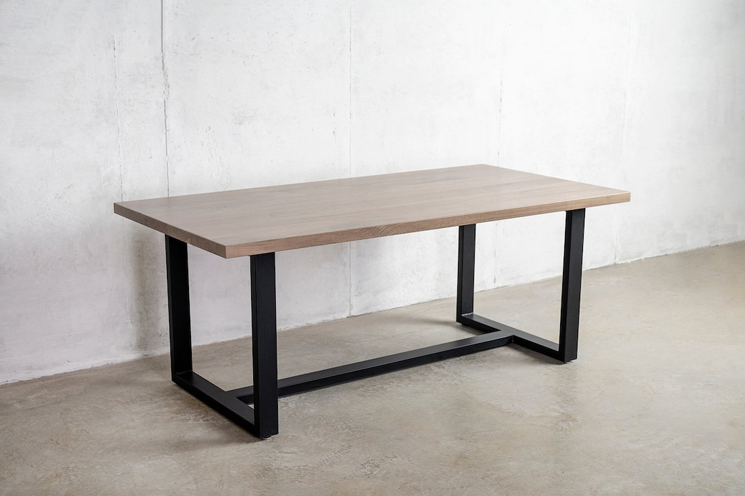 Modern Steel Hardwood Table - Etsy - Hardwood Steel Table Chairs