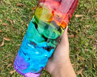 Rainbow Tumbler | Tumbler Cups | Personal Gift | Custom Tumblers | Rainbow | Swirls | Tumblers | Rainbow Tumbler Cup | Pride Tumbler